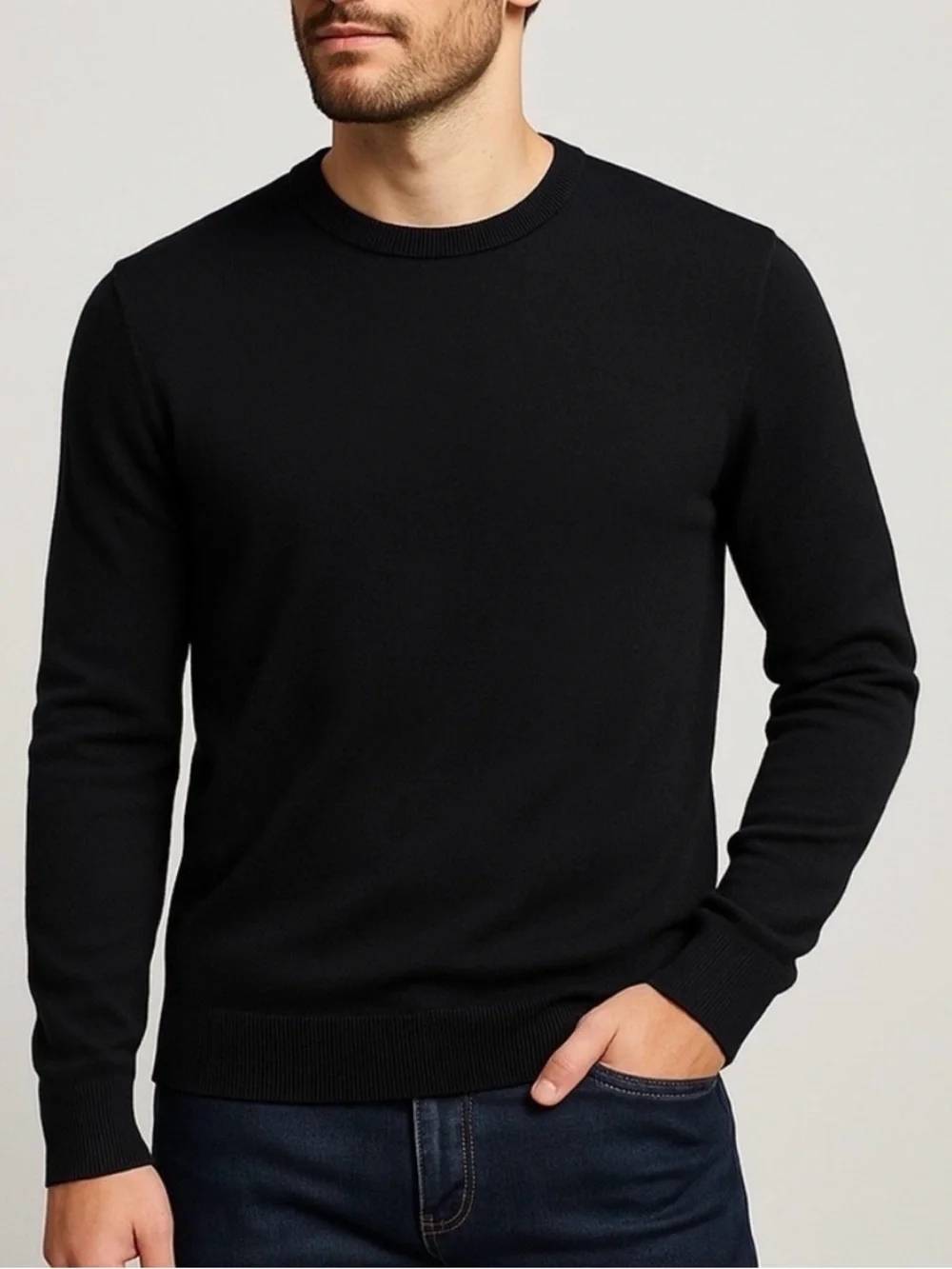 Banana Republic Men's Classic Black Crewneck Sweater Small